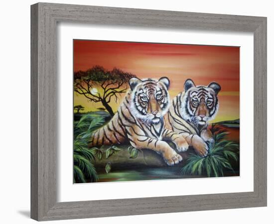 Tigers-Sue Clyne-Framed Giclee Print