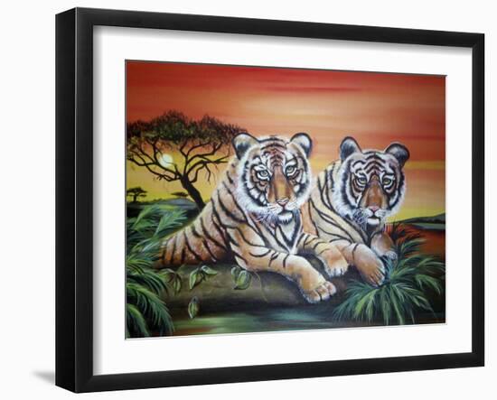 Tigers-Sue Clyne-Framed Giclee Print