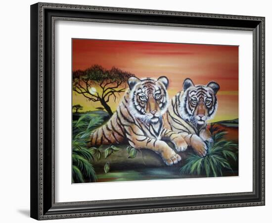 Tigers-Sue Clyne-Framed Giclee Print