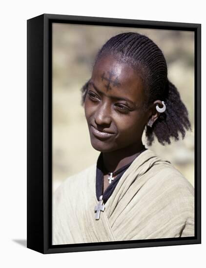 Tigray Woman Has a Cross of the Ethiopian Orthodox Church Tattooed on Her Forehead, Ethiopia-Nigel Pavitt-Framed Premier Image Canvas