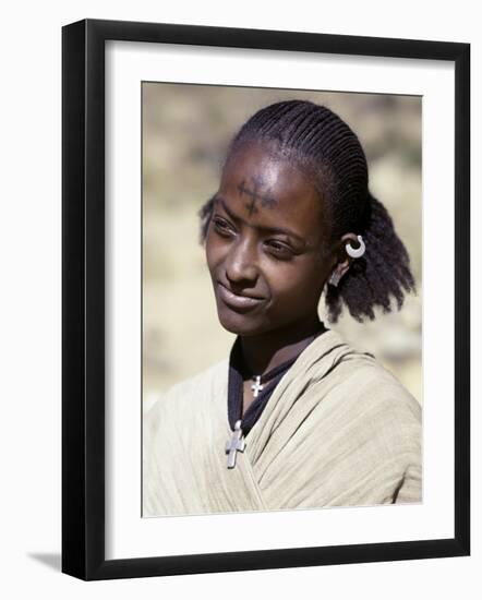 Tigray Woman Has a Cross of the Ethiopian Orthodox Church Tattooed on Her Forehead, Ethiopia-Nigel Pavitt-Framed Photographic Print