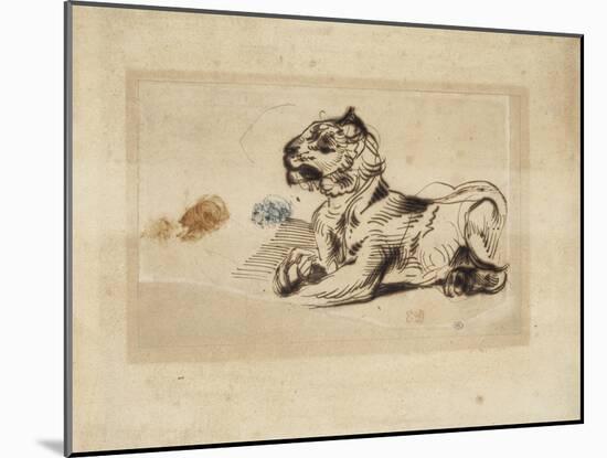 Tigre couché, de profil à droite-Eugene Delacroix-Mounted Giclee Print