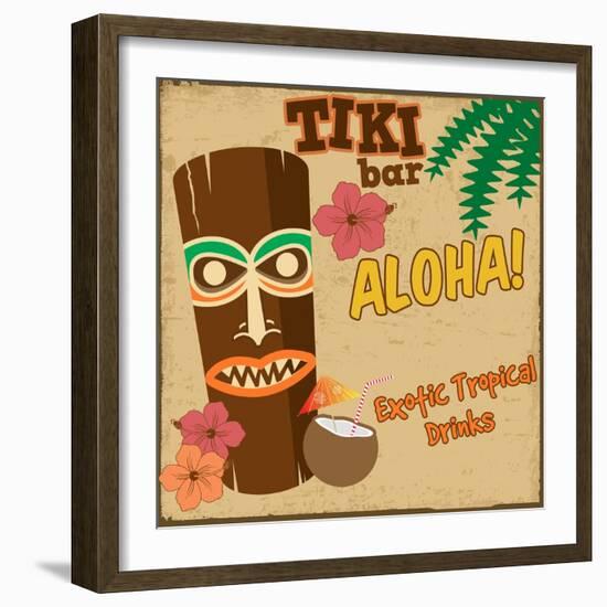 Tiki Bar Vintage Poster-radubalint-Framed Art Print