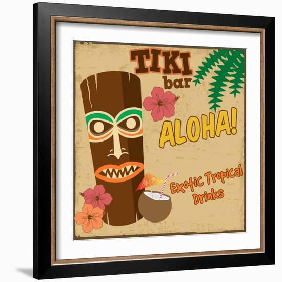 Tiki Bar Vintage Poster-radubalint-Framed Art Print