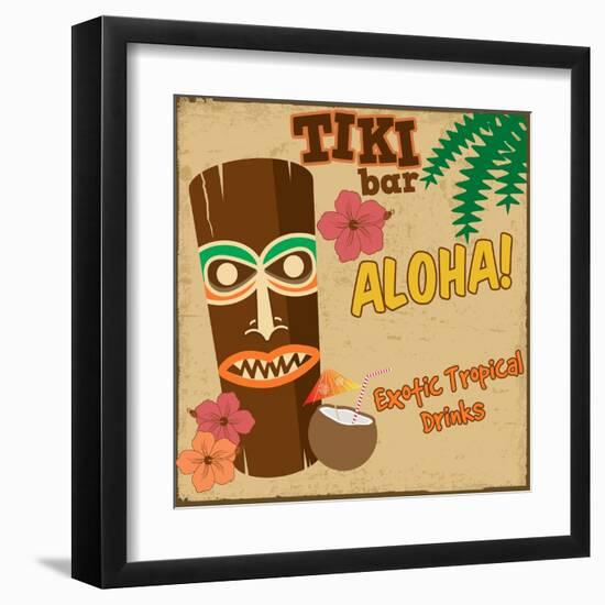 Tiki Bar Vintage Poster-radubalint-Framed Art Print