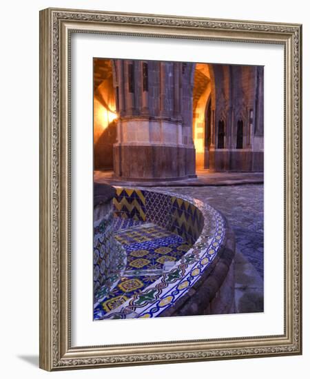 Tile and Columns in Early Morning of the Parroquia Church and the Jardin, San Miguel De Allende-Nancy Rotenberg-Framed Photographic Print