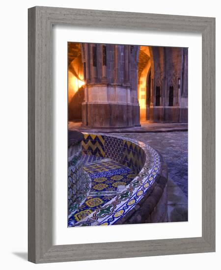 Tile and Columns in Early Morning of the Parroquia Church and the Jardin, San Miguel De Allende-Nancy Rotenberg-Framed Photographic Print