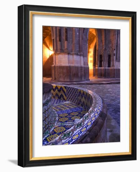 Tile and Columns in Early Morning of the Parroquia Church and the Jardin, San Miguel De Allende-Nancy Rotenberg-Framed Photographic Print