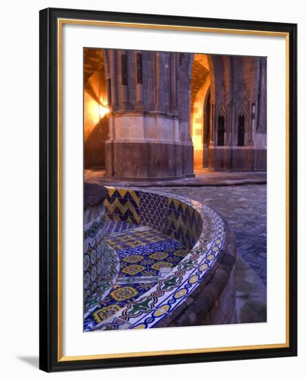 Tile and Columns in Early Morning of the Parroquia Church and the Jardin, San Miguel De Allende-Nancy Rotenberg-Framed Photographic Print