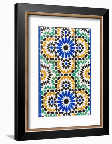 Tile Decoration at Bahia Palace, Marrakech, Morocco-Nico Tondini-Framed Photographic Print