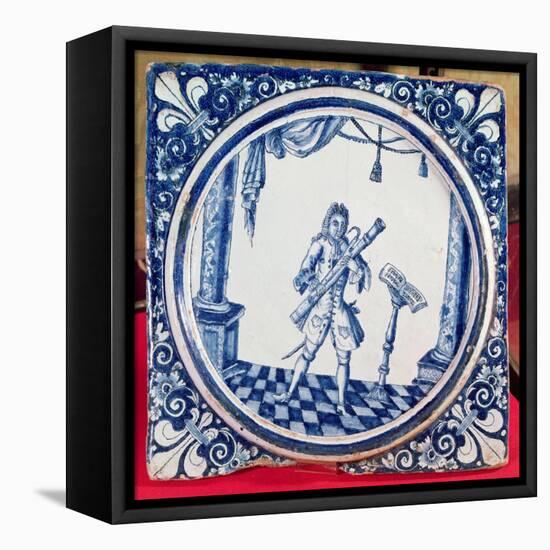 Tile Depicting a Bassoonist, 1706 (Faience)-French-Framed Premier Image Canvas