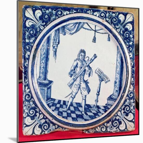 Tile Depicting a Bassoonist, 1706 (Faience)-French-Mounted Giclee Print