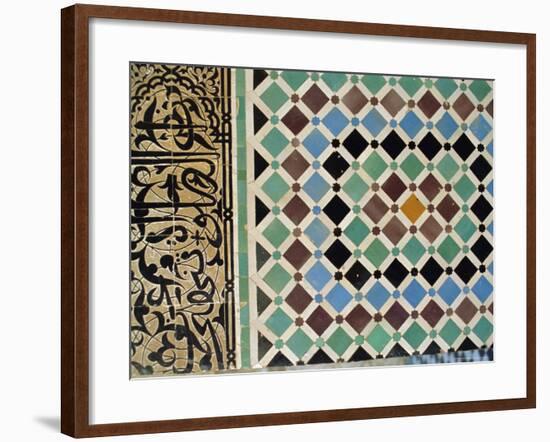 Tile Detail, Attarine Medressa, Fez, Morocco, North Africa-Bruno Morandi-Framed Photographic Print