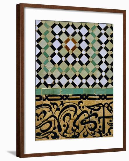 Tile Detail, Bou Inania Medersa, Meknes, Marocco, North Africa-Bruno Morandi-Framed Photographic Print