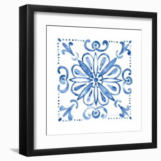 Tile Stencil IV Blue-Anne Tavoletti-Framed Art Print