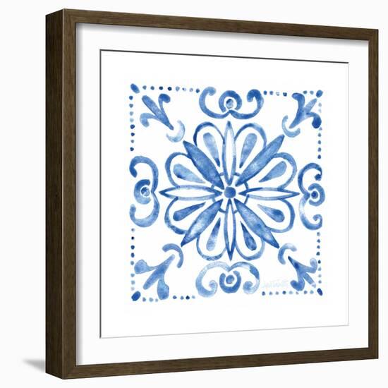 Tile Stencil IV Blue-Anne Tavoletti-Framed Art Print