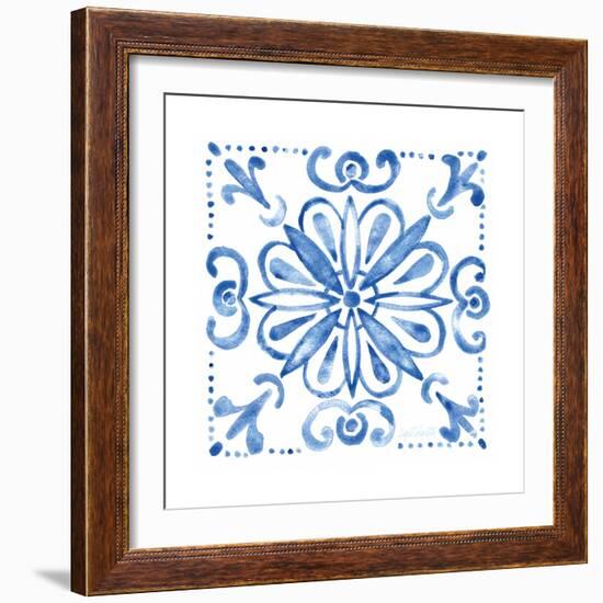 Tile Stencil IV Blue-Anne Tavoletti-Framed Art Print