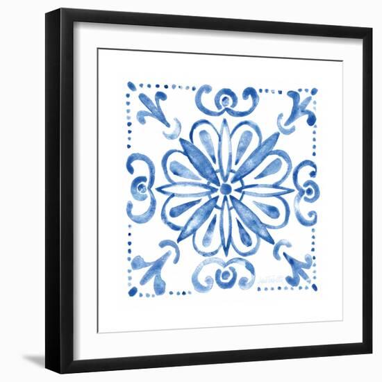 Tile Stencil IV Blue-Anne Tavoletti-Framed Art Print