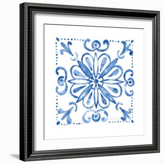 Tile Stencil IV Blue-Anne Tavoletti-Framed Art Print