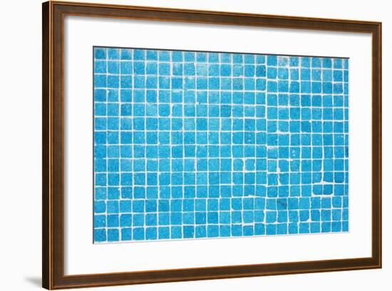 Tile Texture Background Of Bathroom Or Swimming Pool Tiles On Wall-rjmiguel-Framed Art Print