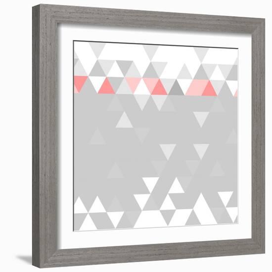 Tile Vector Pattern with Flat Surface Grey, Pink and White Triangle Background-IngaLinder-Framed Art Print