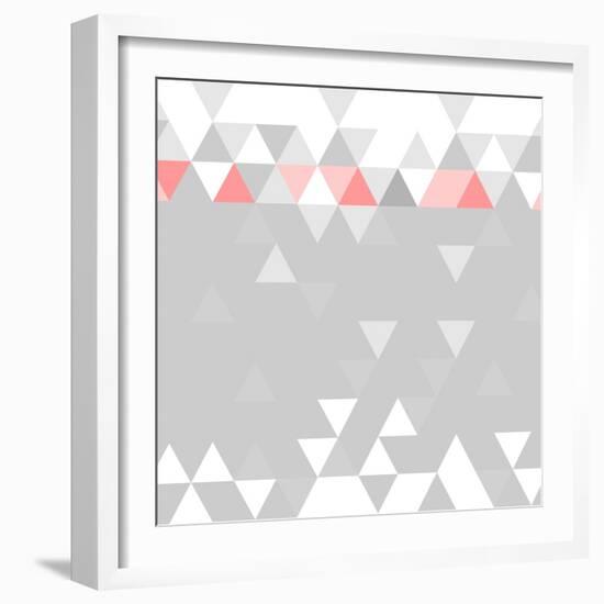 Tile Vector Pattern with Flat Surface Grey, Pink and White Triangle Background-IngaLinder-Framed Art Print