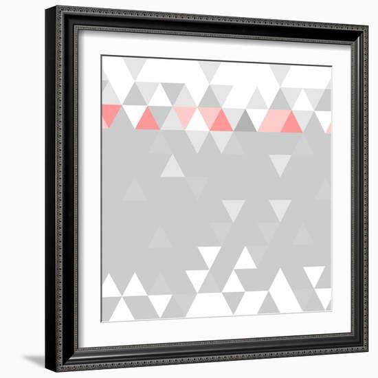 Tile Vector Pattern with Flat Surface Grey, Pink and White Triangle Background-IngaLinder-Framed Art Print