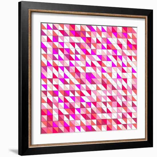 Tile Vector Pattern with White, Red, Orange, Pink and Violet Triangle Mosaic Background-IngaLinder-Framed Art Print