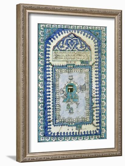 Tile with a Plan View of the Masjid Al-Haram, or Great Mosque, At Mecca, c.1666-null-Framed Giclee Print