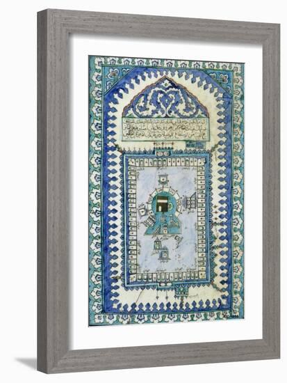 Tile with a Plan View of the Masjid Al-Haram, or Great Mosque, At Mecca, c.1666-null-Framed Giclee Print