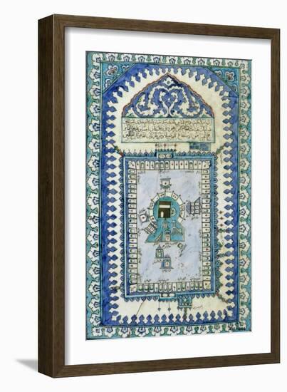 Tile with a Plan View of the Masjid Al-Haram, or Great Mosque, At Mecca, c.1666-null-Framed Giclee Print