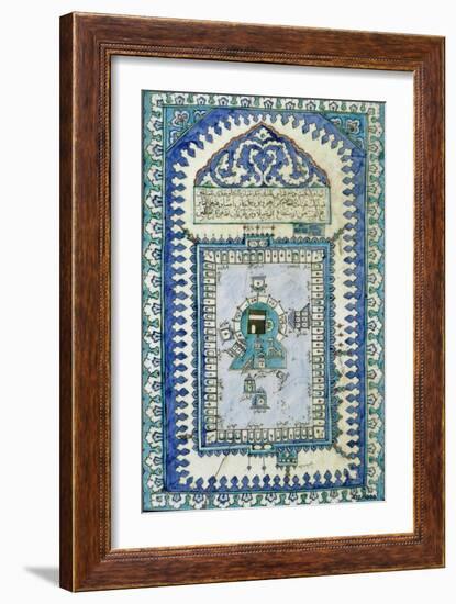 Tile with a Plan View of the Masjid Al-Haram, or Great Mosque, At Mecca, c.1666-null-Framed Giclee Print