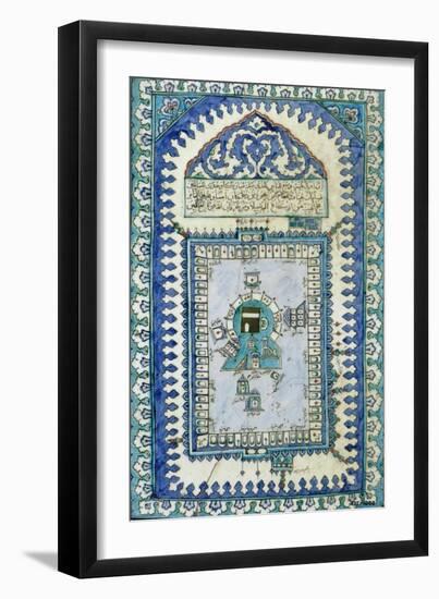 Tile with a Plan View of the Masjid Al-Haram, or Great Mosque, At Mecca, c.1666-null-Framed Giclee Print