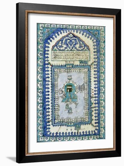 Tile with a Plan View of the Masjid Al-Haram, or Great Mosque, At Mecca, c.1666-null-Framed Giclee Print