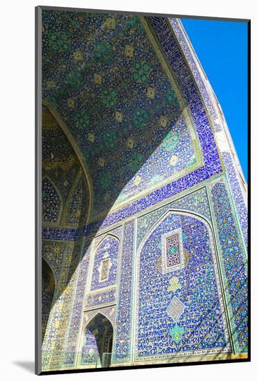 Tiled archway in Isfahan blue, Imam Mosque, UNESCO World Heritage Site, Isfahan, Iran, Middle East-James Strachan-Mounted Photographic Print