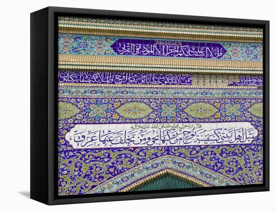 Tiled Exterior of the Imam Hussein Iranian Mosque, Bur Dubai, Dubai, UAE-Walter Bibikow-Framed Premier Image Canvas