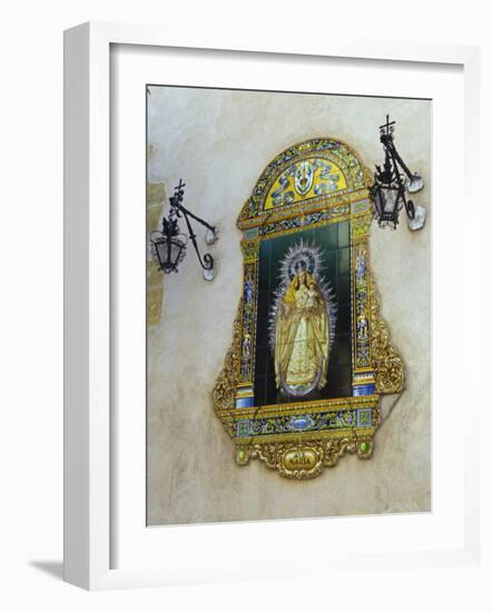 Tiled Picture of Mary and Jesus on a Street in Seville, Spain-John Warburton-lee-Framed Photographic Print