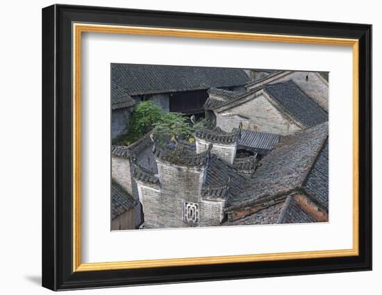 Tiled roofs of traditional houses, Longtan Ancient Village, Yangshuo, Guangxi, China-Keren Su-Framed Photographic Print