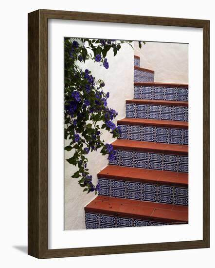 Tiled Staircase, Algarve, Portugal-Fraser Hall-Framed Photographic Print