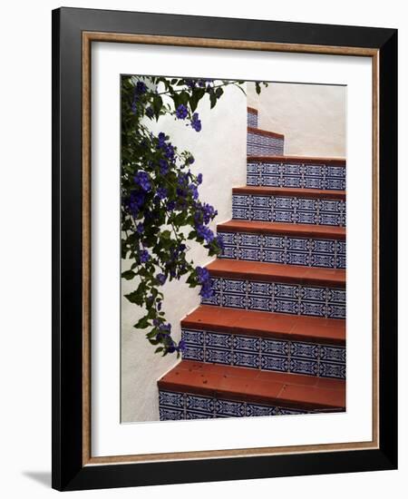 Tiled Staircase, Algarve, Portugal-Fraser Hall-Framed Photographic Print