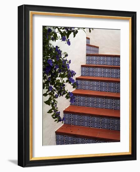 Tiled Staircase, Algarve, Portugal-Fraser Hall-Framed Photographic Print