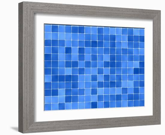 Tiles Mosaic In Blue And White-sfinks-Framed Art Print