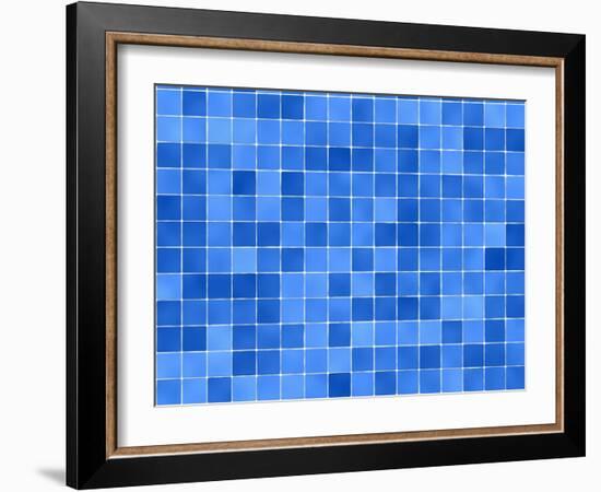 Tiles Mosaic In Blue And White-sfinks-Framed Art Print