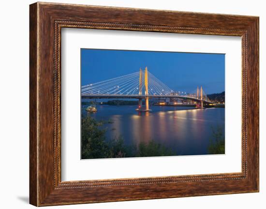 Tilikum Crossing bridge at night, Portland, Multnomah County, Oregon, USA-null-Framed Photographic Print