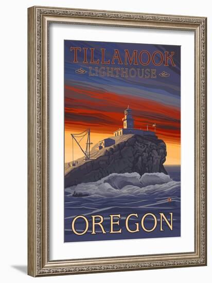 Tillamook Lighthouse, Oregon-Lantern Press-Framed Art Print