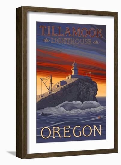 Tillamook Lighthouse, Oregon-Lantern Press-Framed Art Print