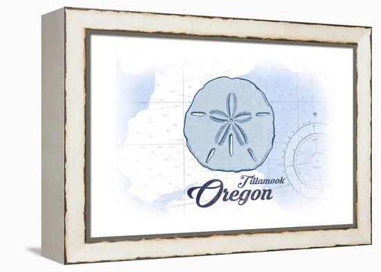 Tillamook, Oregon - Sand Dollar - Blue - Coastal Icon-Lantern Press-Framed Stretched Canvas