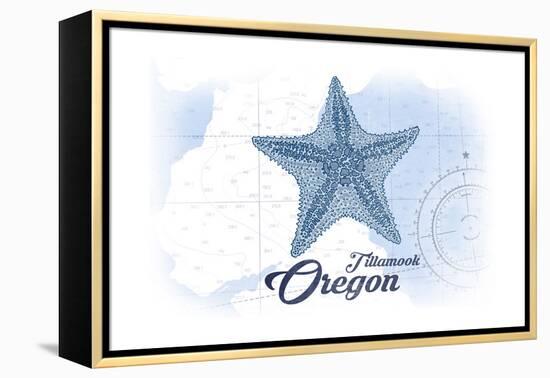 Tillamook, Oregon - Starfish - Blue - Coastal Icon-Lantern Press-Framed Stretched Canvas