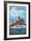 Tillamook Rock Lighthouse - Oregon Coast-Lantern Press-Framed Premium Giclee Print