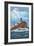 Tillamook Rock Lighthouse - Oregon Coast-Lantern Press-Framed Premium Giclee Print